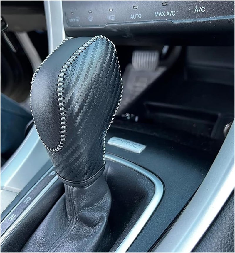 ACTOOLE PU Carbon Fiber Gear Shift Knob Cover for Ford Focus 2012-2016, Fiesta 2014-2016, Fusion 2013-2016 - Image 2